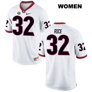 Women's Georgia Bulldogs NCAA #32 Monty Rice Nike Stitched White Authentic College Football Jersey UOZ4154AG